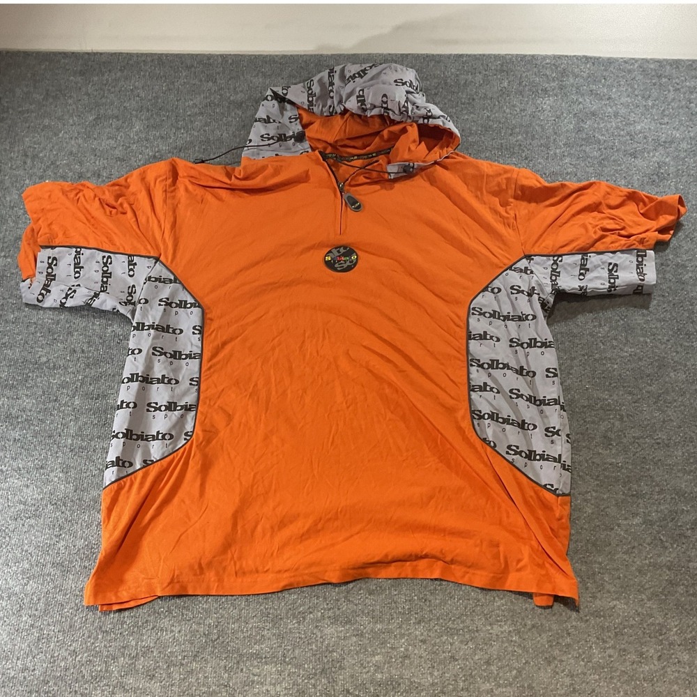 Solbiato Sport Mens XXXL Orange Grey Short Sleeve Quarter Zip Hoodie Streetwear